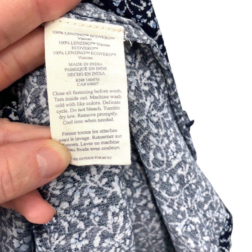 Faherty Orinda Mini Dress in Riverton Ditsy Floral Size XS blue tassel button up - Picture 9 of 9